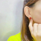 [⭐JeweliWhal]CLOVER MEDIUM 1 MOTIFS CARNELIAN  EARRINGS