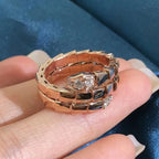 [⭐JeweliWhal] خاتم ألماس صف مزدوج بتصميم أفاعي
