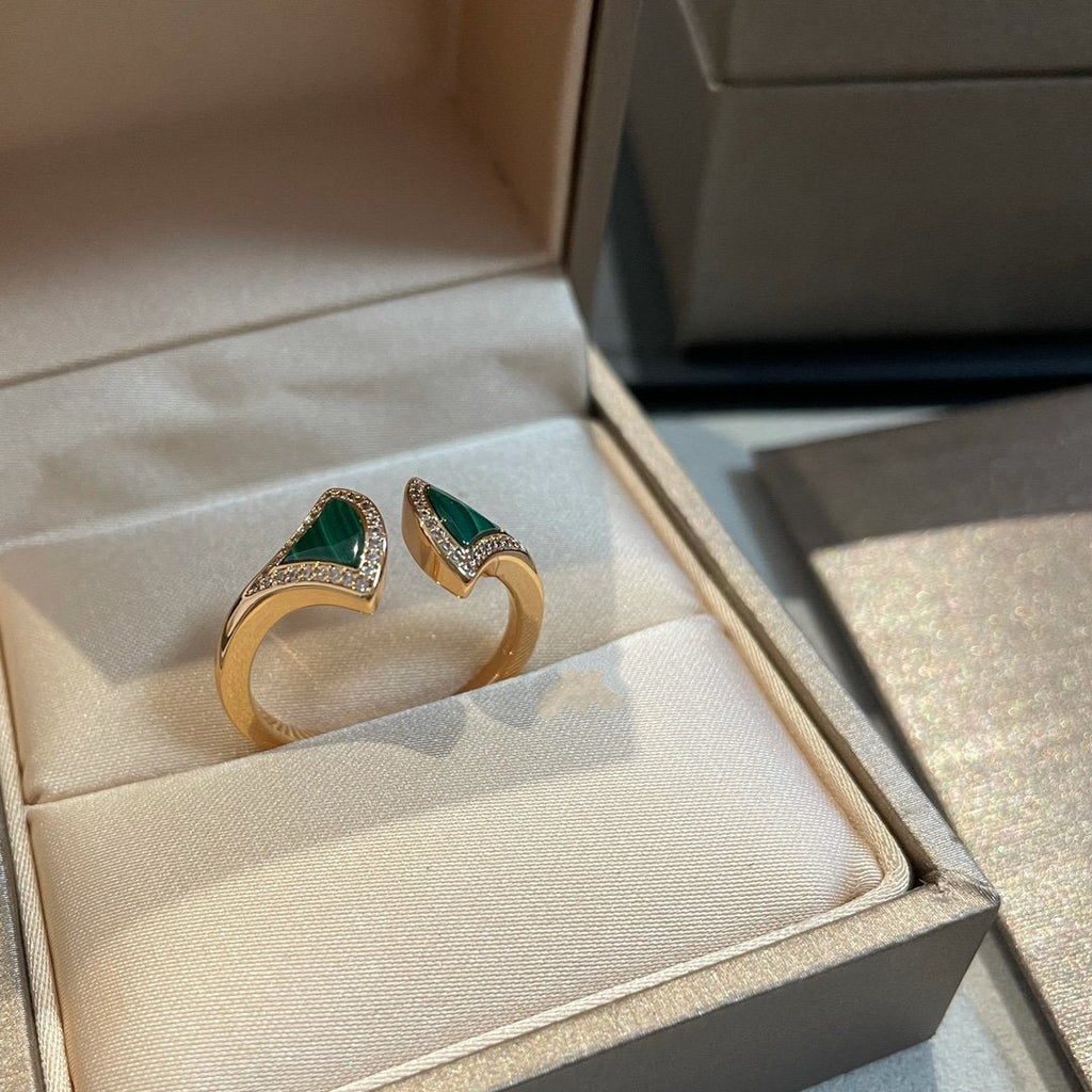 [⭐JeweliWhal]DREAM MALACHITE DIAMOND OPEN RING