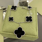 [⭐JeweliWhal]CLOVER 5 MOTIFS SIVLER ONYX BRACELET