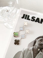 [⭐JeweliWhal]クローバー 3モチーフ カルセドニー ダークモップ シルバー イヤリング