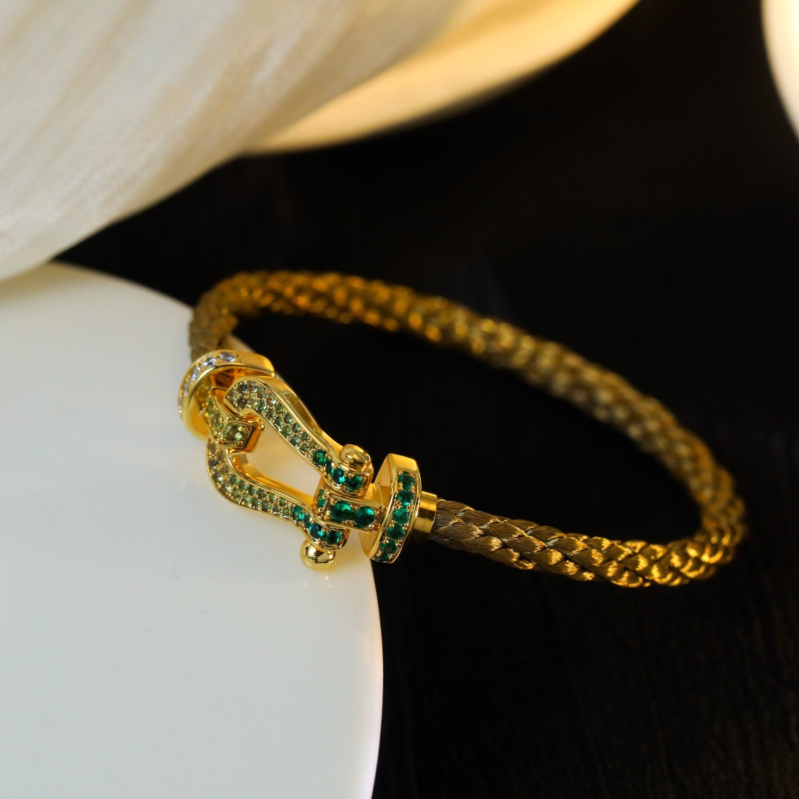 [⭐JeweliWhal]FORCE 10 GOLD GREEN DIAMOND PAVED