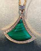 [⭐JeweliWhal]DREAM MALACHITE DIAMOND PAVED PINK GOLD NECKLACE