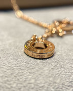 [⭐JeweliWhal]DREAM MALACHITE DIAMOND PAVED PINK GOLD NECKLACE