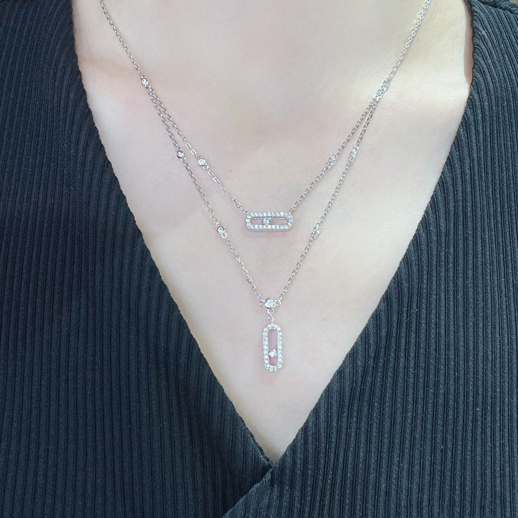 [⭐JeweliWhal]MOVE 2 ROW DIAMOND NECKLACE