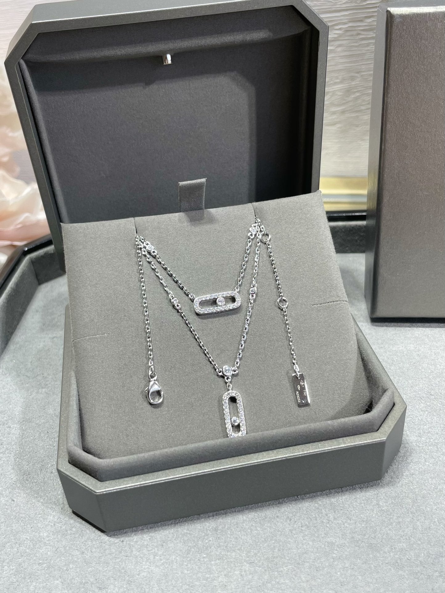 [⭐JeweliWhal]MOVE 2 ROW DIAMOND NECKLACE