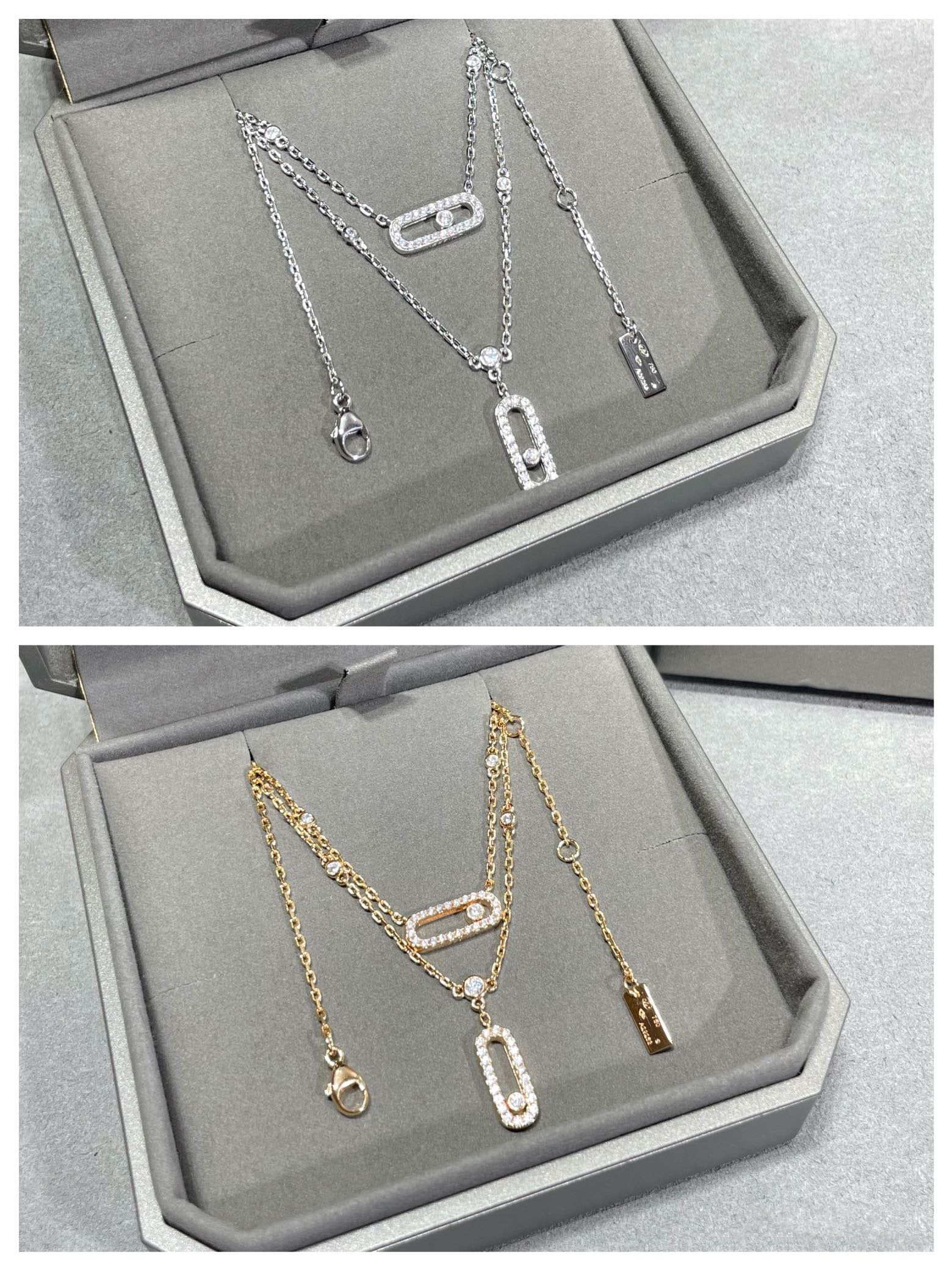 [⭐JeweliWhal]MOVE 2 ROW DIAMOND NECKLACE