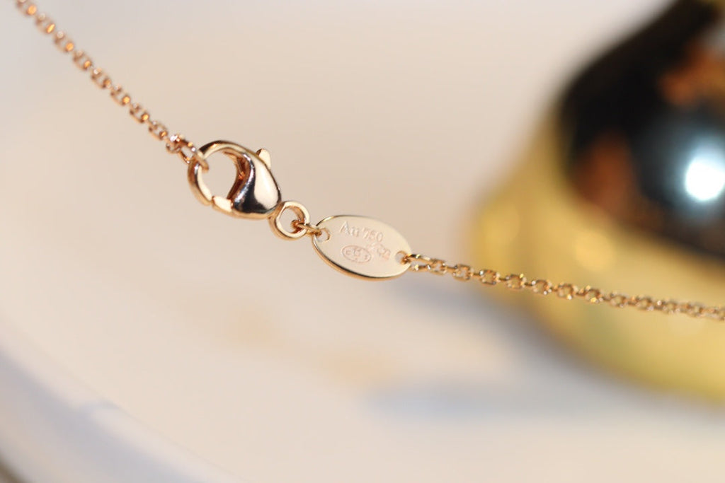 [⭐JeweliWhal]JEUX MALACHITE 1 DIAMOND PINK GOLD NECKLACE