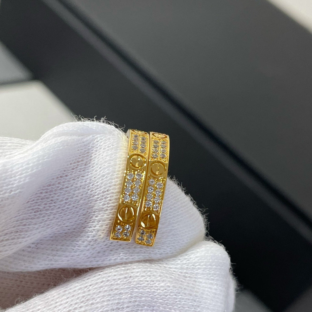 [⭐JeweliWhal]ラブダイヤモンドゴールドフープイヤリング