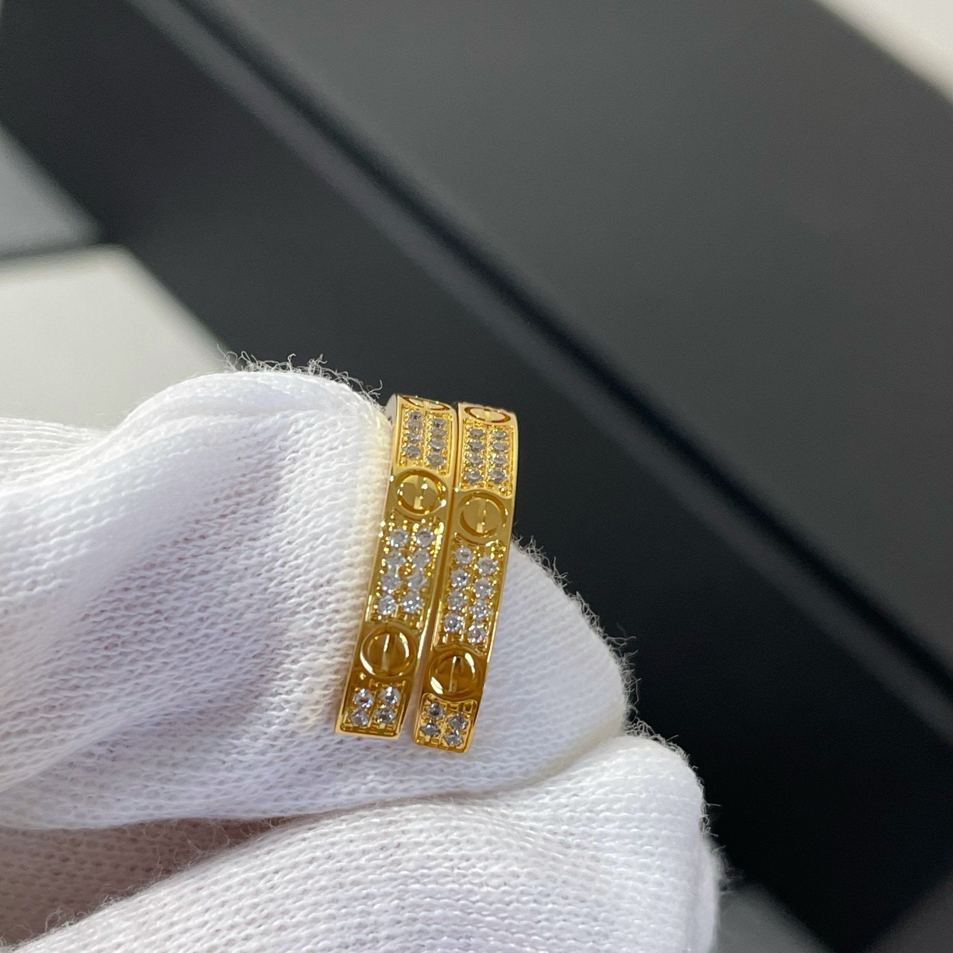 [⭐JeweliWhal]ラブダイヤモンドゴールドフープイヤリング