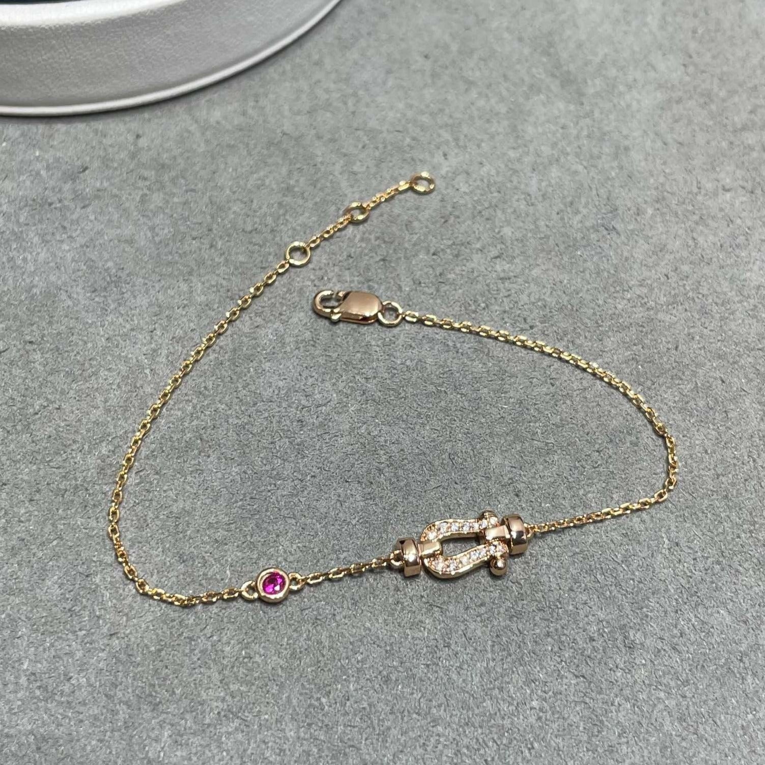 [⭐JeweliWhal]FORCE 10 DIAMOND CHAIN LINK PINK GOLD BRACELET