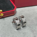[⭐JeweliWhal]LOVE CERAMIC DIAMOND PAVED SILVER EARRINGS