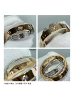 [⭐JeweliWhal]LOVE PINK GOLD SILVER DIAMOND DOUBLE RING