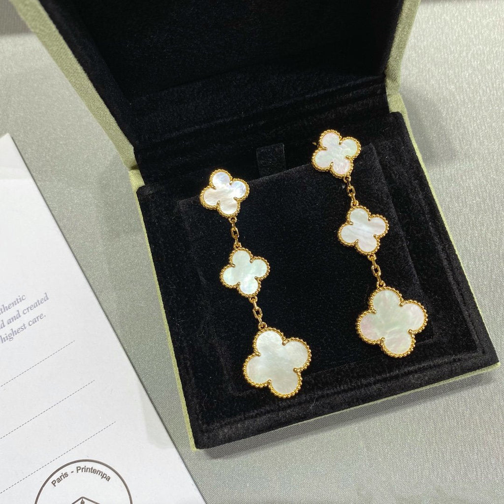 [⭐JeweliWhal]CLOVER MOP 3 MOTIFS GOLD EARRINGS