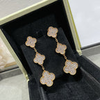 [⭐JeweliWhal]CLOVER 3 MOTIFS DIAMOND PAVED ROSE GOLD EARRINGS