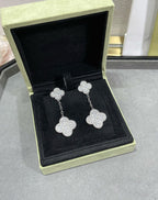 [⭐JeweliWhal]CLOVER 2 MOTIFS DIAMOND PAVED SILVER EARRINGS