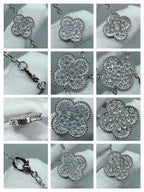 [⭐JeweliWhal]CLOVER 6 MOTIF DIAMOND PAVED NECKLACE