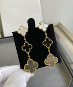 [⭐JeweliWhal]CLOVER 3 MOTIF MOP ONYX DARK MOP PINK GOLD EARRINGS