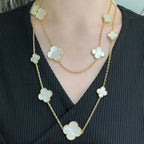[⭐JeweliWhal]CLOVER 16 MOTIF WHITE MOP GOLD NECKLACE