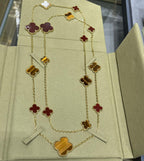 [⭐JeweliWhal] قلادة CLOVER 16 MOTIF CARNELIAN TIGER EYE من الذهب الوردي