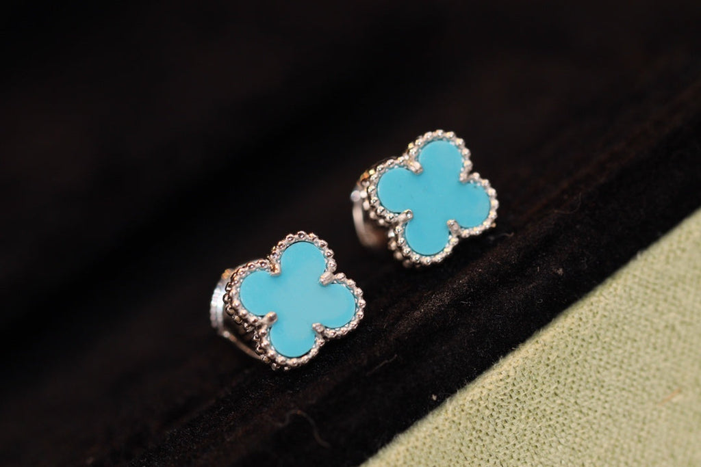 [⭐JeweliWhal]CLOVER MINI TURQUOISE SILVER STUD EARRINGS