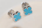 [⭐JeweliWhal]CLOVER MINI TURQUOISE SILVER STUD EARRINGS