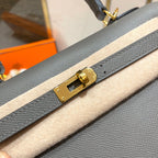 HM ケリー 25cm グリ ムエット エプソムレザー ゴールド金具