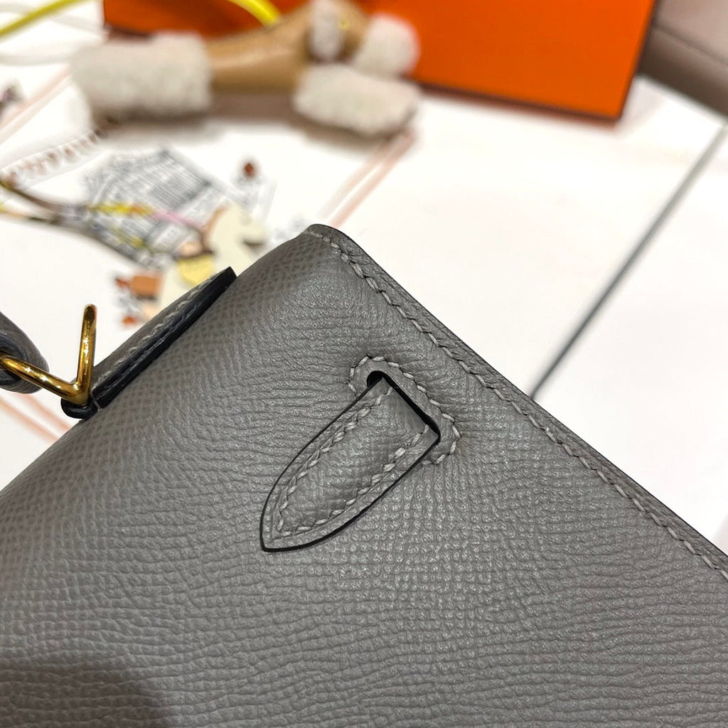 HM ケリー 25cm グリ ムエット エプソムレザー ゴールド金具