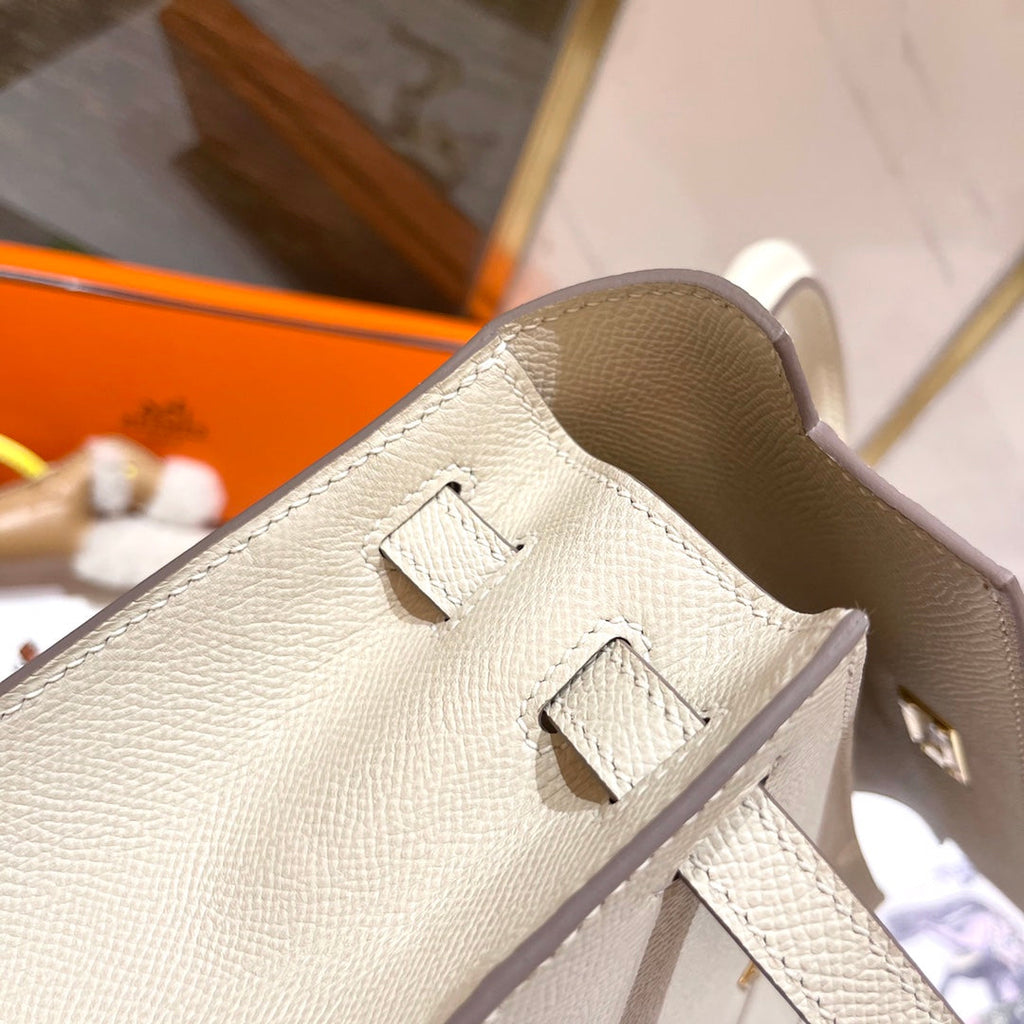 HM ケリー 25cm ホワイトエプソムレザー ゴールド金具