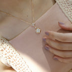 [⭐JeweliWhal]STAR AND SUN WHITE MOP 2 MOTIF PINK GOLD NECKLACE