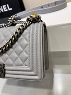 ボーイズバッグ ミディアム 25 グレー キャビア ルテニウムハードウェア