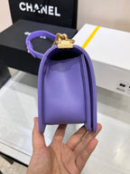 ボーイズバッグ ミディアム 25 パープルキャビア ゴールド金具