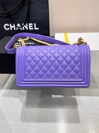 ボーイズバッグ ミディアム 25 パープルキャビア ゴールド金具