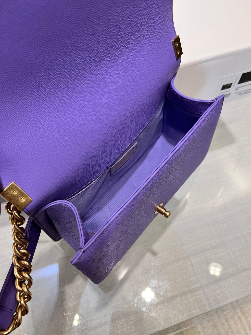 ボーイズバッグ ミディアム 25 パープルキャビア ゴールド金具