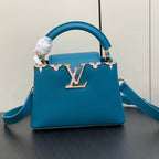 カプシーヌ ミニ 21 ブルー トリヨン ゴールド ハードウェア