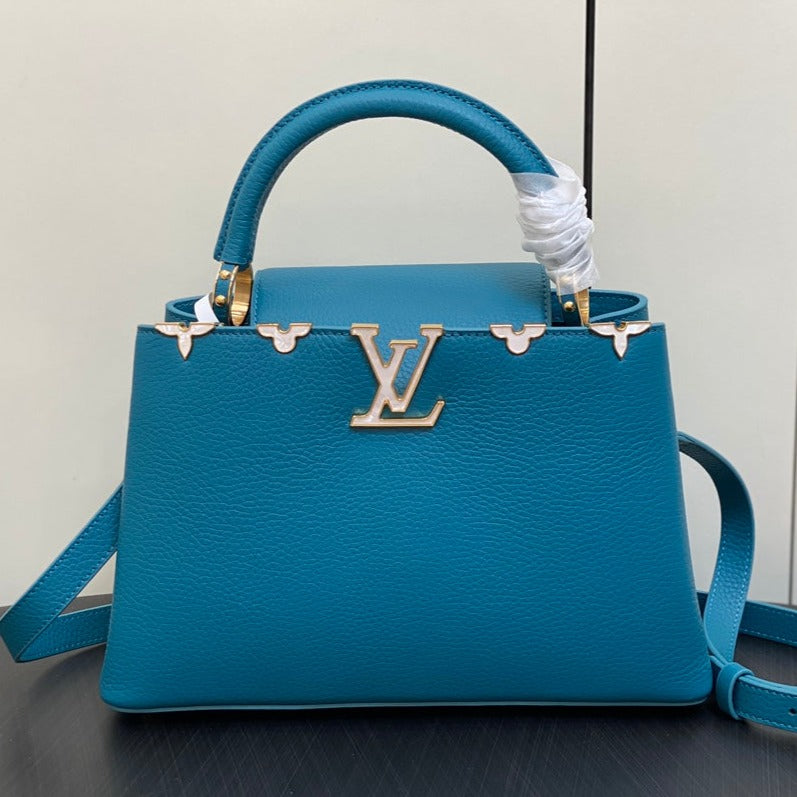 カプシーヌ MM 31 ブルー トリヨン ゴールドハードウェア