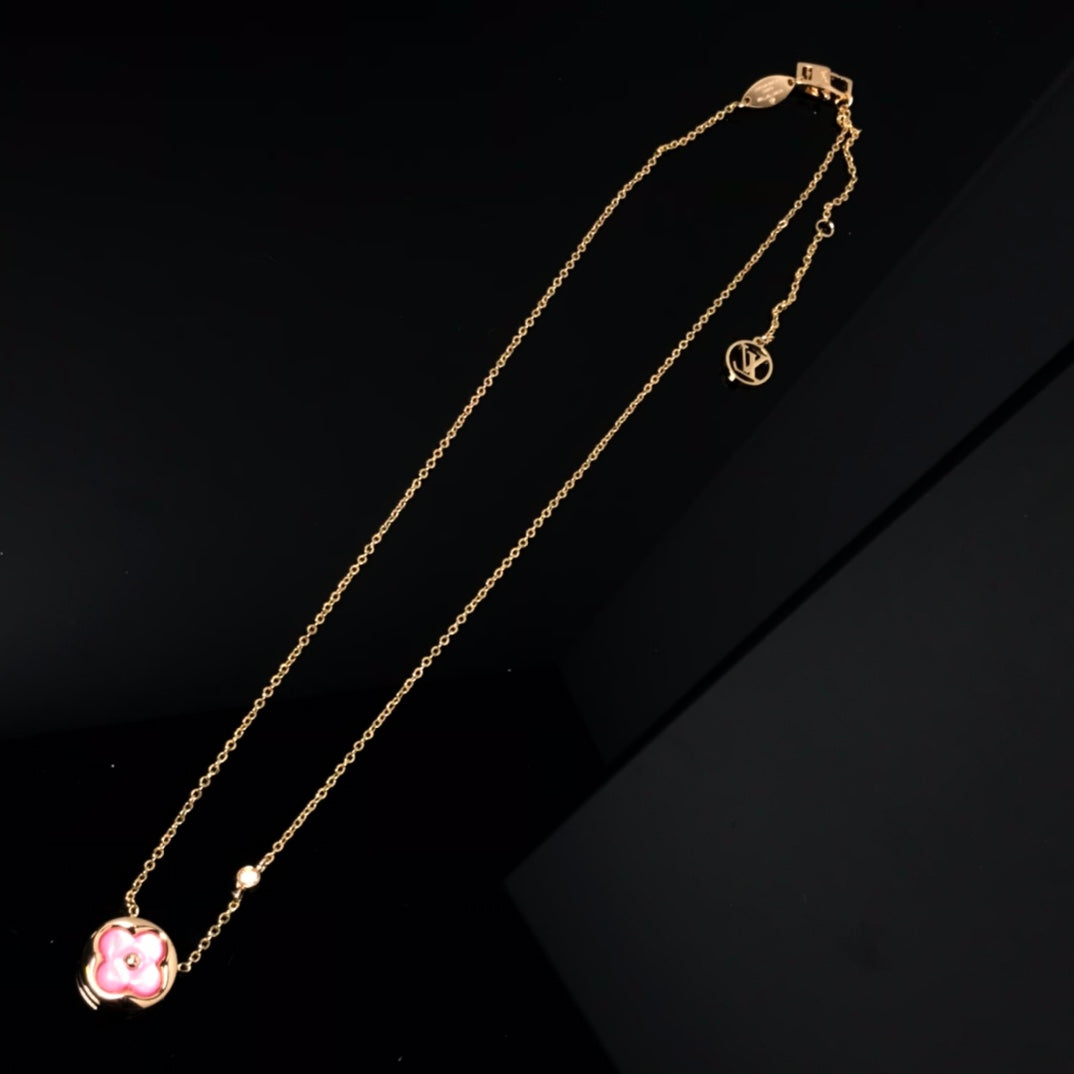 [⭐JeweliWhal]COLOR BLOSSOM PINK MOP SUN GOLD NECKLACE