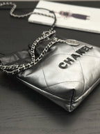 CC ホーボー ミニ 20cm ブラック グレー ラムスキン シルバー金具