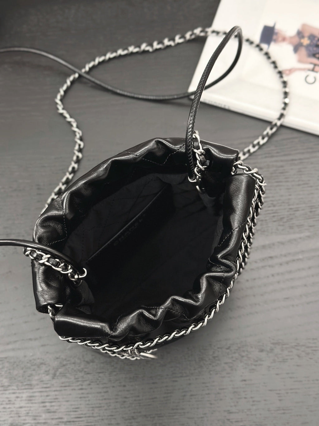 CC ホーボー ミニ 20cm ブラック グレー ラムスキン シルバー金具