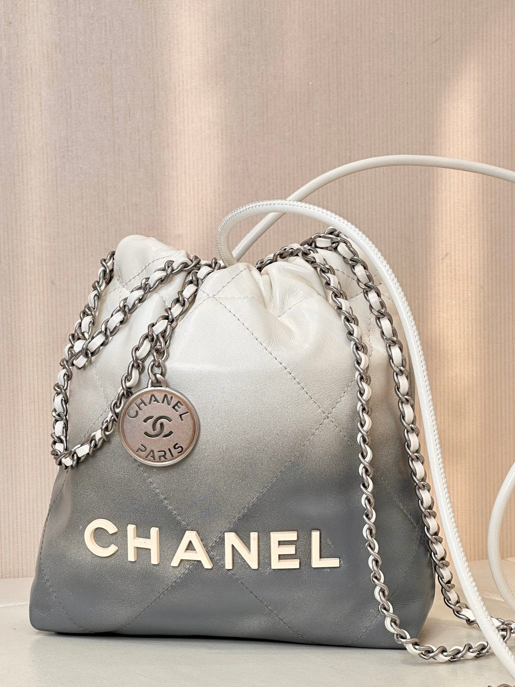 CC ホーボー ミニ 20cm ホワイトグレー ラムスキン シルバー金具