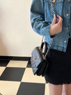 CC トレンディ 20cm ブラック ラムスキン ゴールドハードウェア