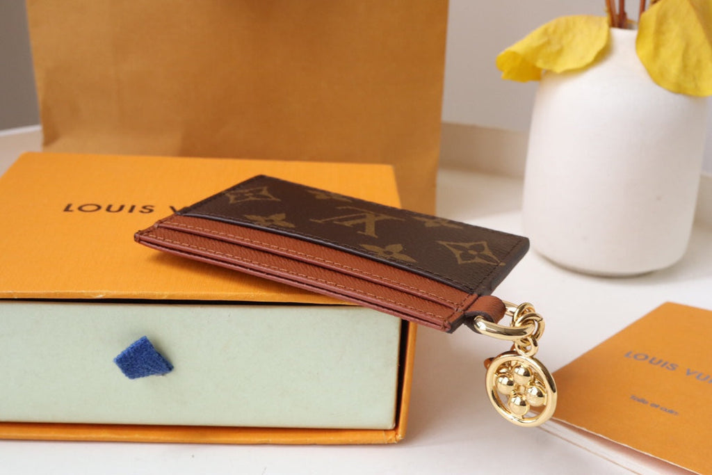 チャームカードホルダー ブラウン モノグラム キャンバス