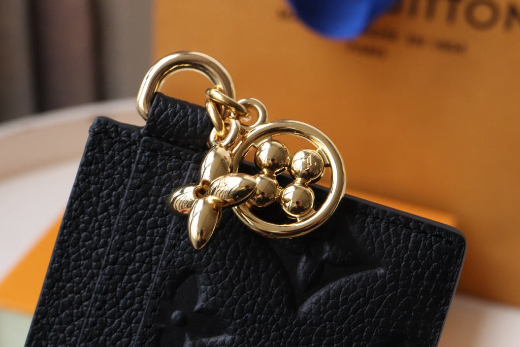 チャームカードホルダー ブラックモノグラムキャンバス