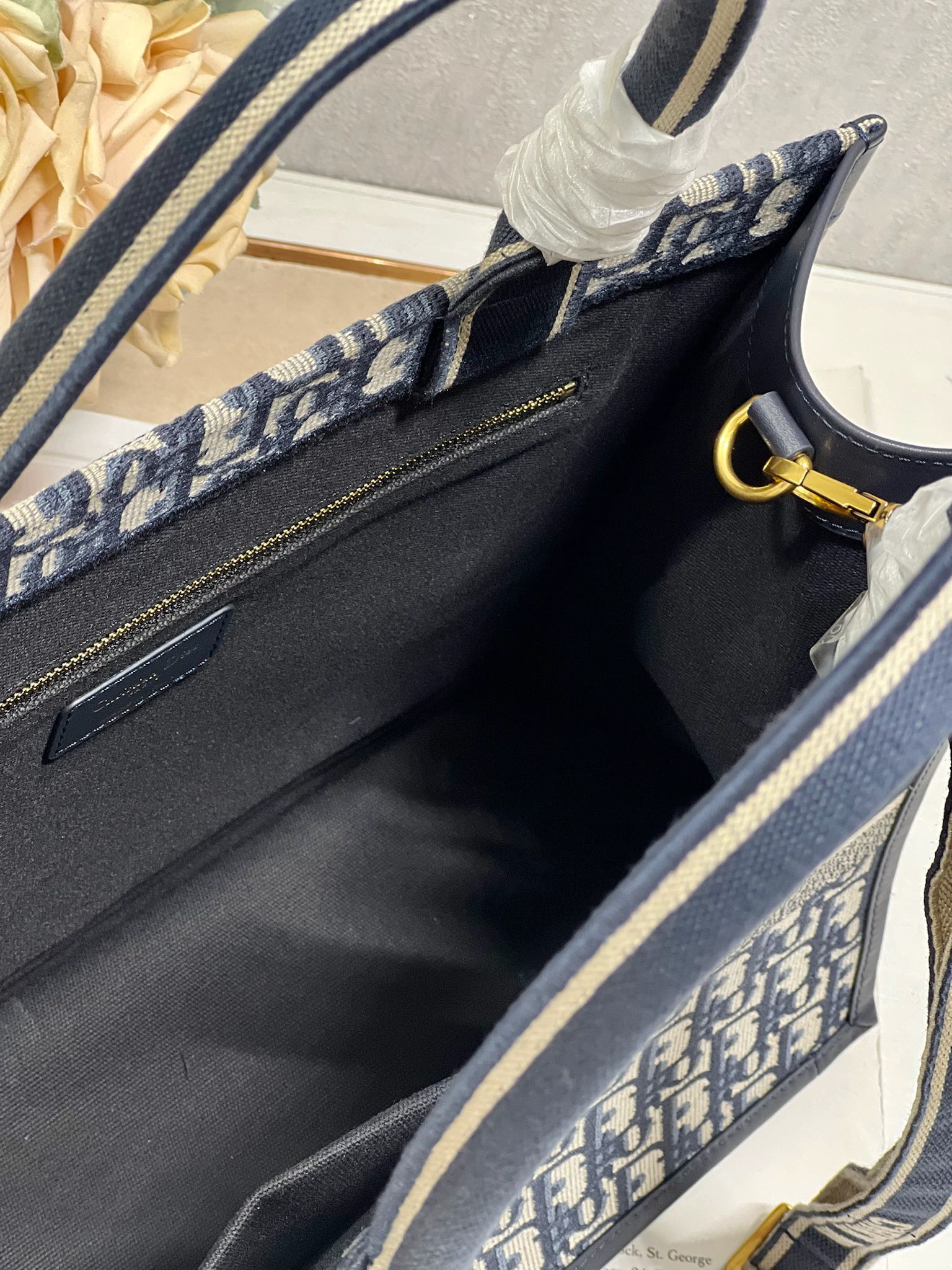 CD ミディアム ブックトート 36 ブルー オブリーク エンブロイダリー