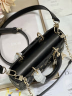 SMALL LADY D-JOY 22 BUTTERFLY STUD BLACK LAMBSKIN