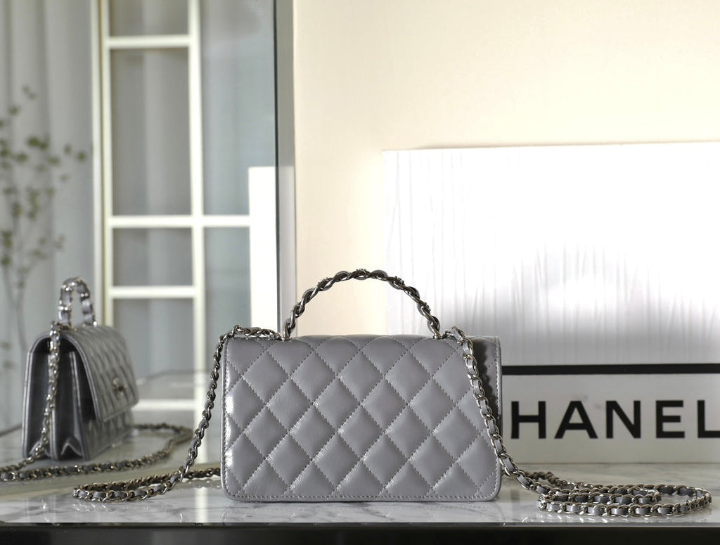 CC WOC 18.5 GREY LAMBSKIN SILVER HARDWARE