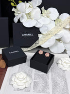 [⭐JeweliWhal]26C Pink Camellia Pearl Enamel Stud Earrings