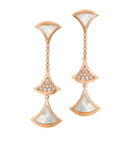 [⭐JeweliWhal]DREAM EARRINGS 3 MOTIFS DIAMOND MOP PINK GOLD