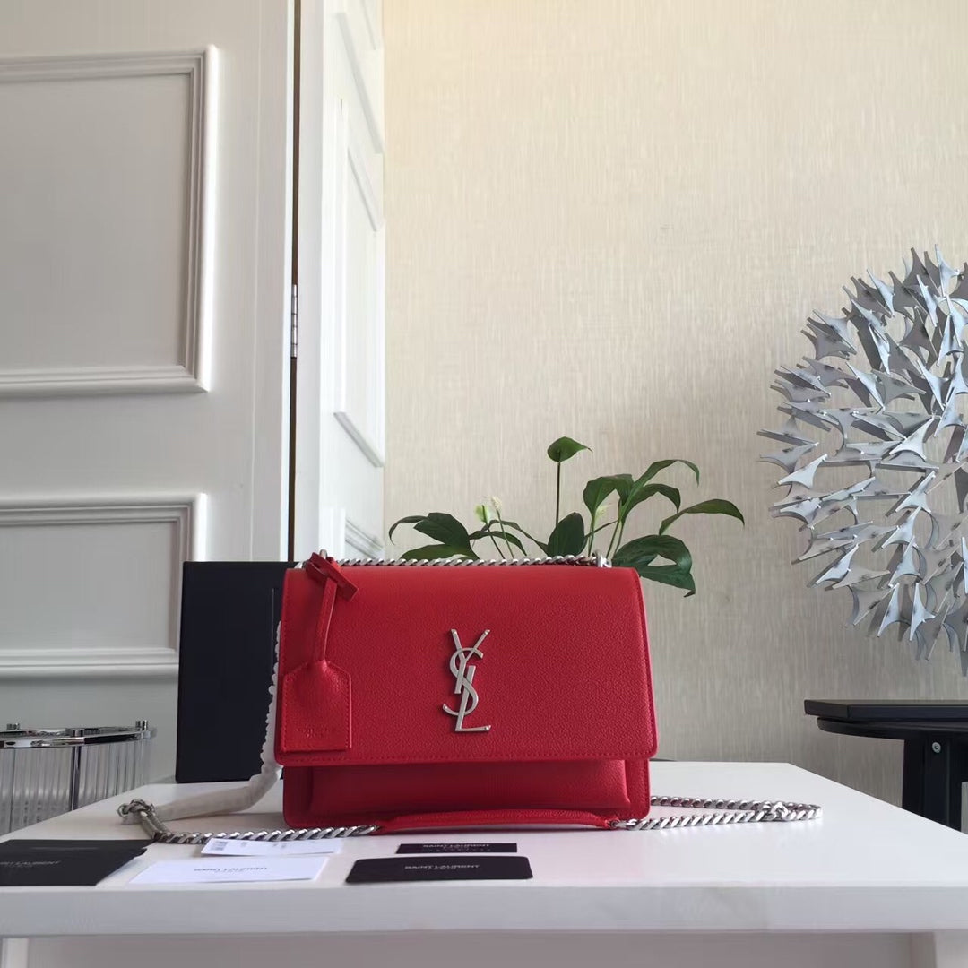 サンセット 22 ハンドバッグ チェリーレッド カーフスキン