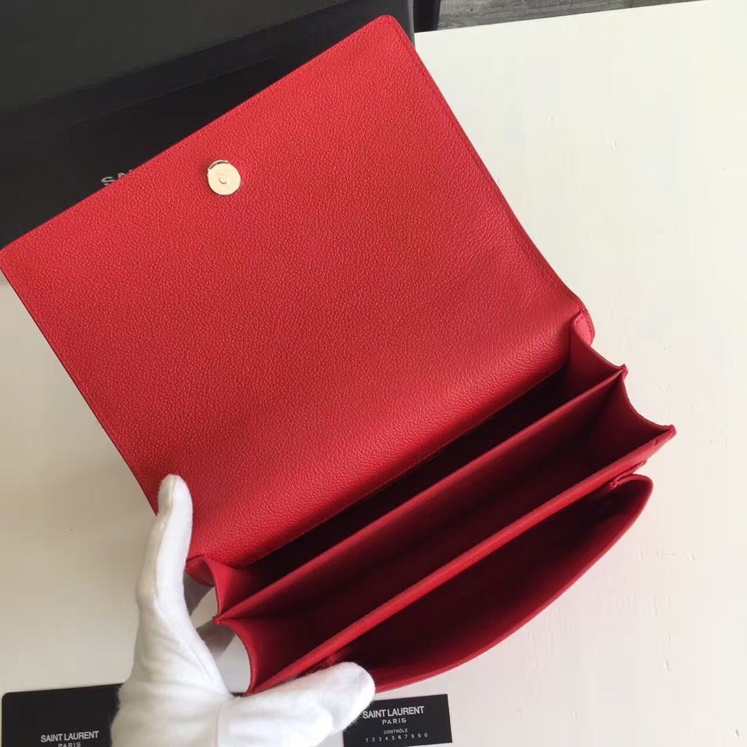 サンセット 22 ハンドバッグ チェリーレッド カーフスキン